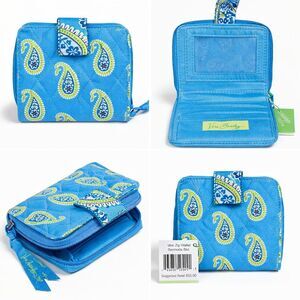 Vera Bradley Mini Zip Wallet Bermuda Blue Paisley NWT